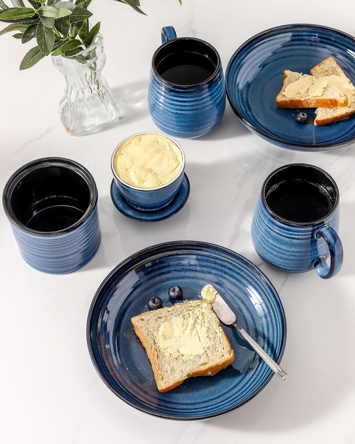 Countertop, Ceramic Butter Crock, Butter Dish with Lid, Pottery Butter Container for French Butter Keeper for Kitchen