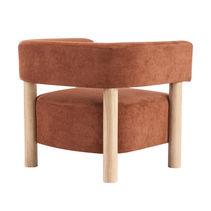 Christopher Knight Home Carly Low Profile Accent Chair, Boucle Upholstered Barrel Chair, Comfy Reading Chair for Bedroom, Wooden Single Lounge Sofa, Burnt Orange