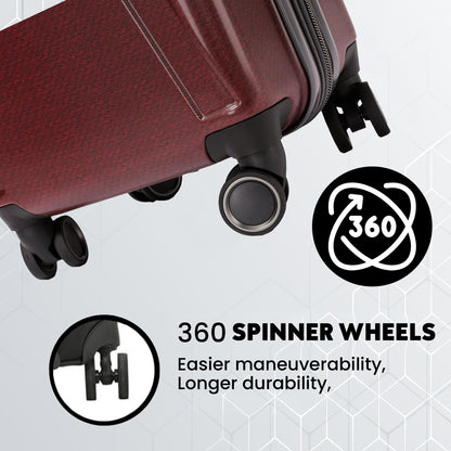 Spyder Traverse 3 Piece Carry On & Checked Suitcase Set with 360° Spinner Wheels, TSA Approved Lock (20 Inch, 25 Inch, 29 Inch), Cherry