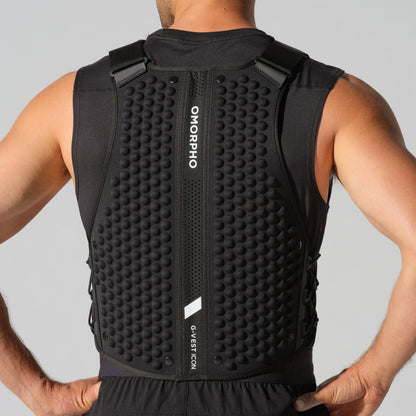 OMORPHO Men's G-Vest, 10 lb (up to 20 lb with addition of G-Pack), weighted vest for men, low-profile, fully adjustable, comfort fit. Great for walking, hiking, running and training. (Black, S-M)