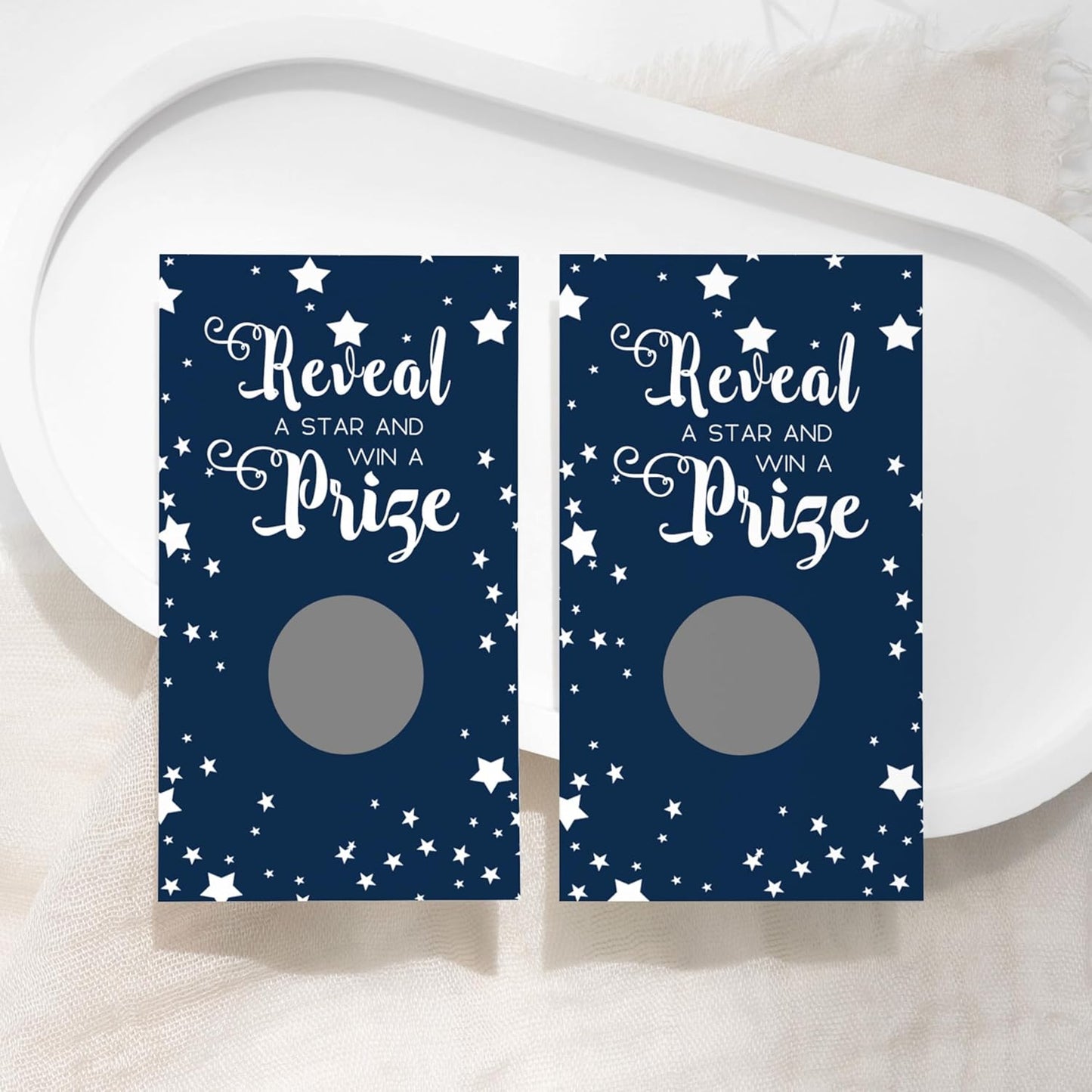 Paper Clever Party Blue Twinkle Star Bridal Shower Games Pack, 28 Scratch-Off Raffle Cards for Wedding & Engagement
