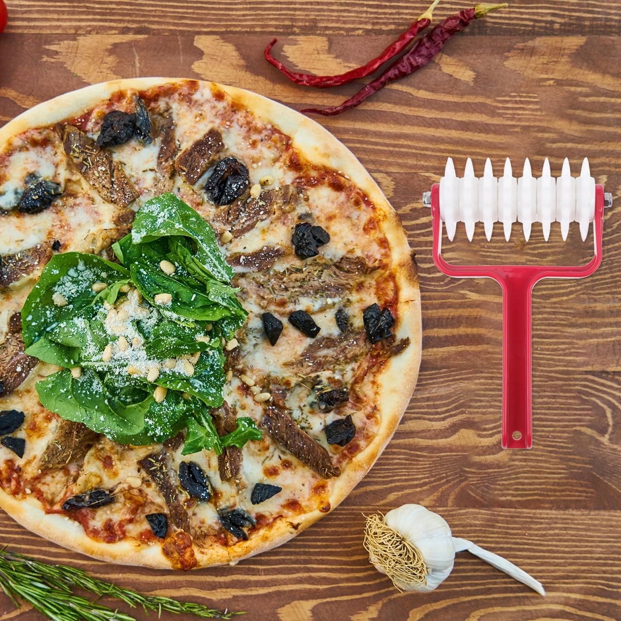 GALPADA Pizza Dough Docker Roller: Pin Puncher Dough Hole Maker Pizza Making Accessories for Home Baking Commercial Kitchen