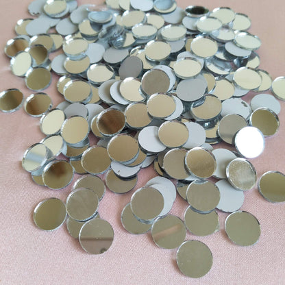 400pcs Mini Round Glass Mirror Mosaic, Small Round Glass Crafts, Real Glass Mirror Mosaic Tiles (Silver Mirror, 1x1cm)