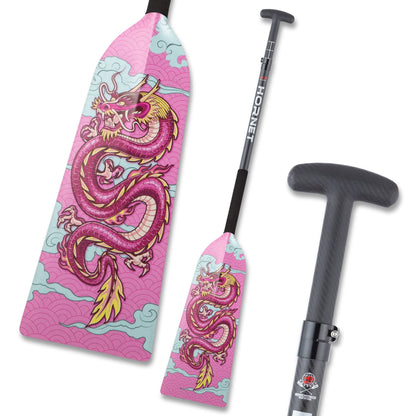 Hornet Watersports Dragon Boat Paddle - Pink Dragon - Adjustable Carbon Fiber Dragon Boat Paddle - IDBF Approved - Dragon Boat Accessories - Dragonboat Paddles (Clamp Adjustable)