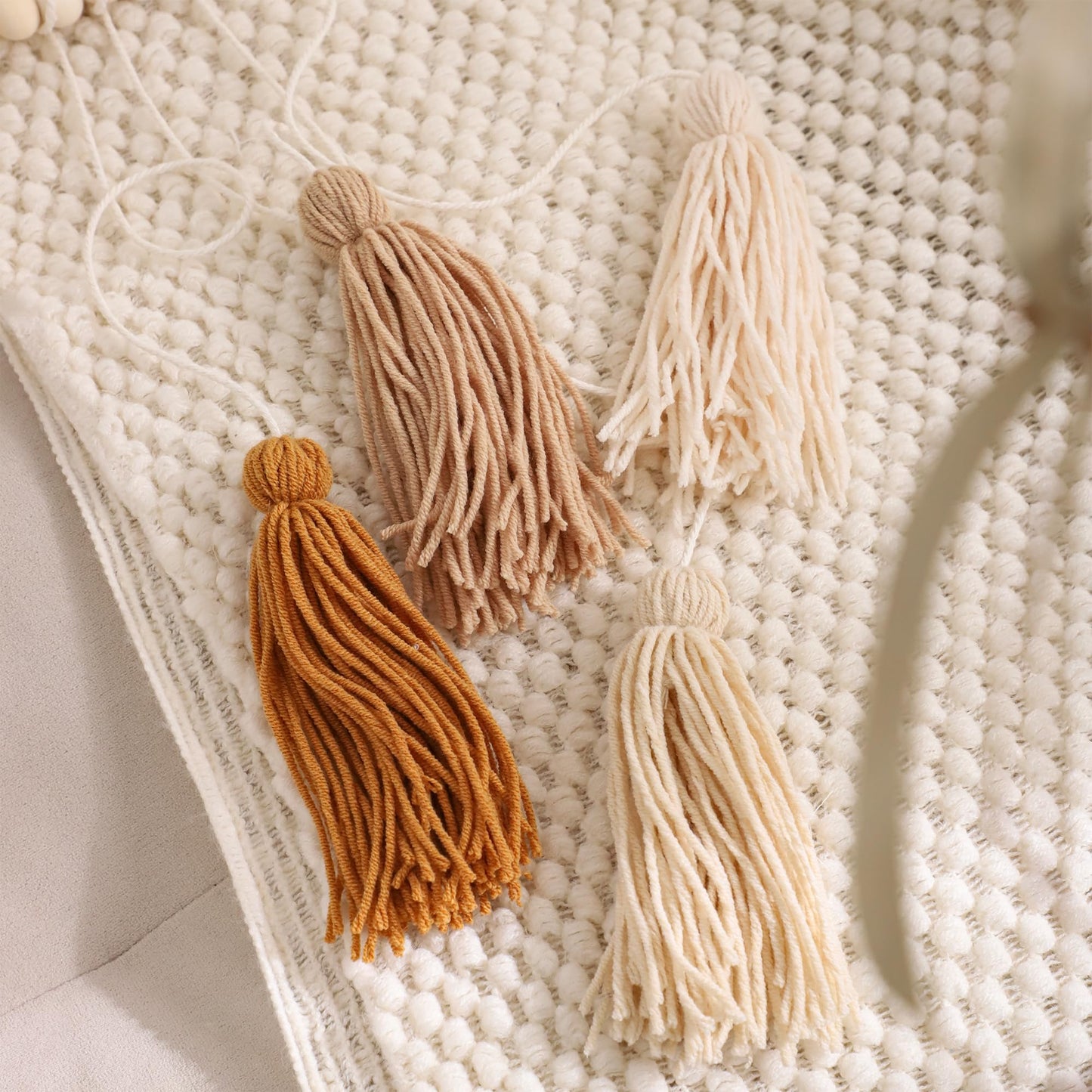 Perseverance Trade Boho Macrame Wall Hanging Decor Khaki & Beige Tassels Garland Wall Décor with Wooden Beads for Bedroom Living Room Girls Boys Nursery Neutral Home Decor Aesthetic