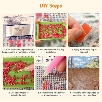MISCER Fishing Diamond Art Kits for Adults, Fisherman Diamond Painting Kits for Beginners, 5D Full Drill Round Paint with Diamonds Pictures, Gem Art Painting DIY Crafts Kit Decor 12x16inch