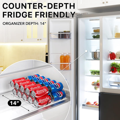 Simple Houseware Soda Can Organizer and Dispenser for Refrigerator / Pantry, Clear, Set of 2
