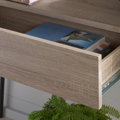 SAFAVIEH Home Collection Margaux Light Grey Oak/Black 1-Drawer Console Table for Living Room Foyer Bedroom Hallway Entryway Office