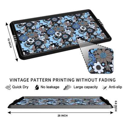 BEHERO Boot Tray Shoe Mat Decorative Patterned, Rubber Shoe Matt Tray Indoor/Outdoor Use, 16" x27.5" Shoe Cleaning Mat Non-Slip, Shoe Storage Waterproof Flower Prints for Entryway, Velvet Bloom
