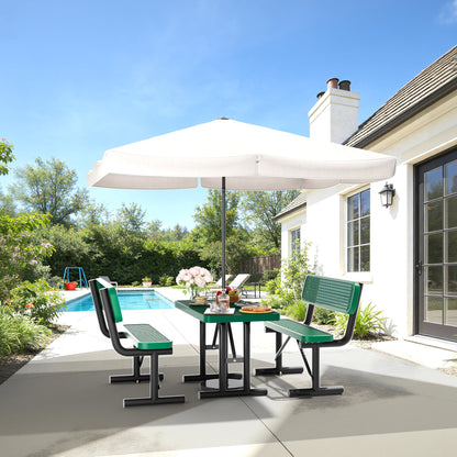 Sunnibety 4FT Metal Picnic Tables for Outdoors, Commercial Rectangular Picnic Table for Outside, Park, Campfield, Patio, Garden, Yard, Thermoplastic Coating, Surface Mounted, Green