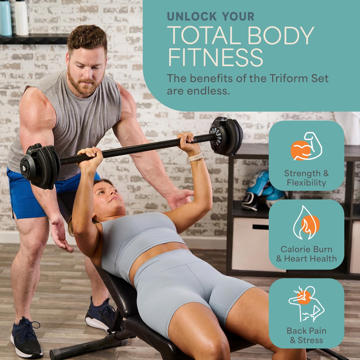 LifePro Adjustable Dumbbell Set, 3-in-1 Triform Barbell Kettlebell Weight Set — 2 to 43 lbs Turn-Dial Quick Adjust Weights for Home Gym, Compact Hand Weights for Women and Men