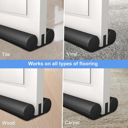 Large Door Draft Stopper,Under Door Sweep for Bottom of Door,Weather Stripping Door Seal,Noise Stopper,Garage Window Blocker Noise Cold Air Insulation,Draft Guard (Black-1 Pack)
