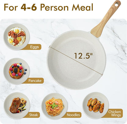 12.5 Inch SENSARTE Nonstick Ceramic Frying Pan Skillet, Omelet Pan, Healthy Non Toxic Chef Pan, Induction Compatible