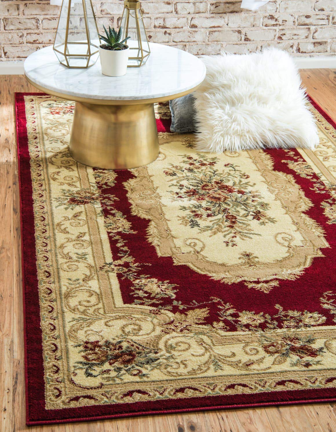 Unique Loom Versailles Collection Traditional Classic Floral Motif Area Rug (8' 0 x 11' 4 Rectangular, Burgundy/ Ivory)