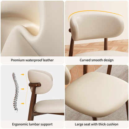 JCAJCA Kitchen Dining Chairs Set of 4 Modern Upholstered Leather Farmhouse Dining Room Chair with Metal Legs, Walnut/Beige