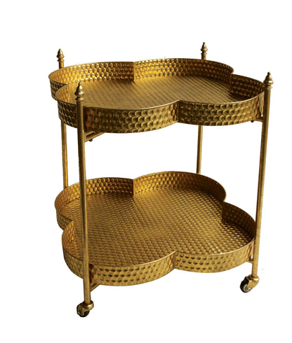 Metal Clover Shaped Bar Cart in Gold