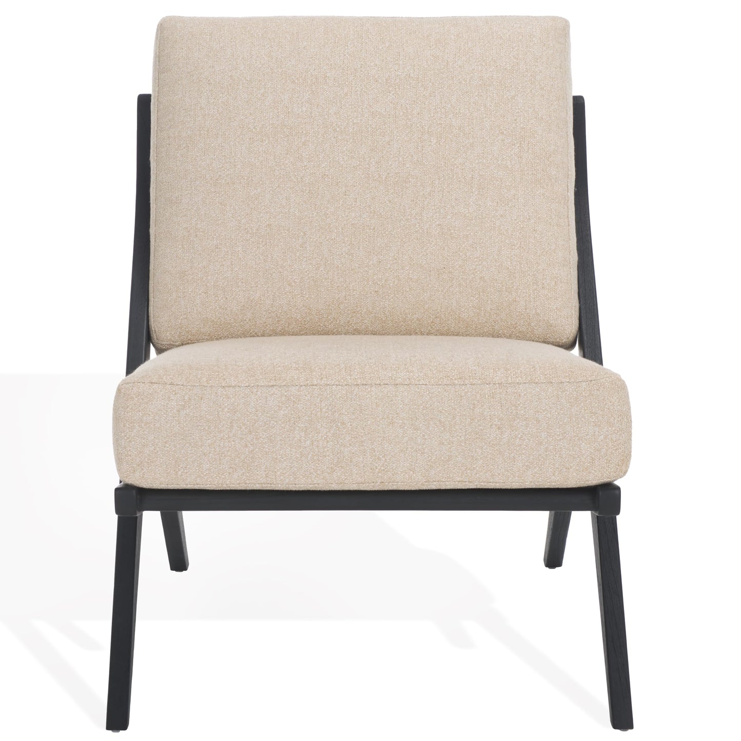 SAFAVIEH Couture Collection Nicki Scandinavian Sand/Black Boucle Solid Wood Accent Chair