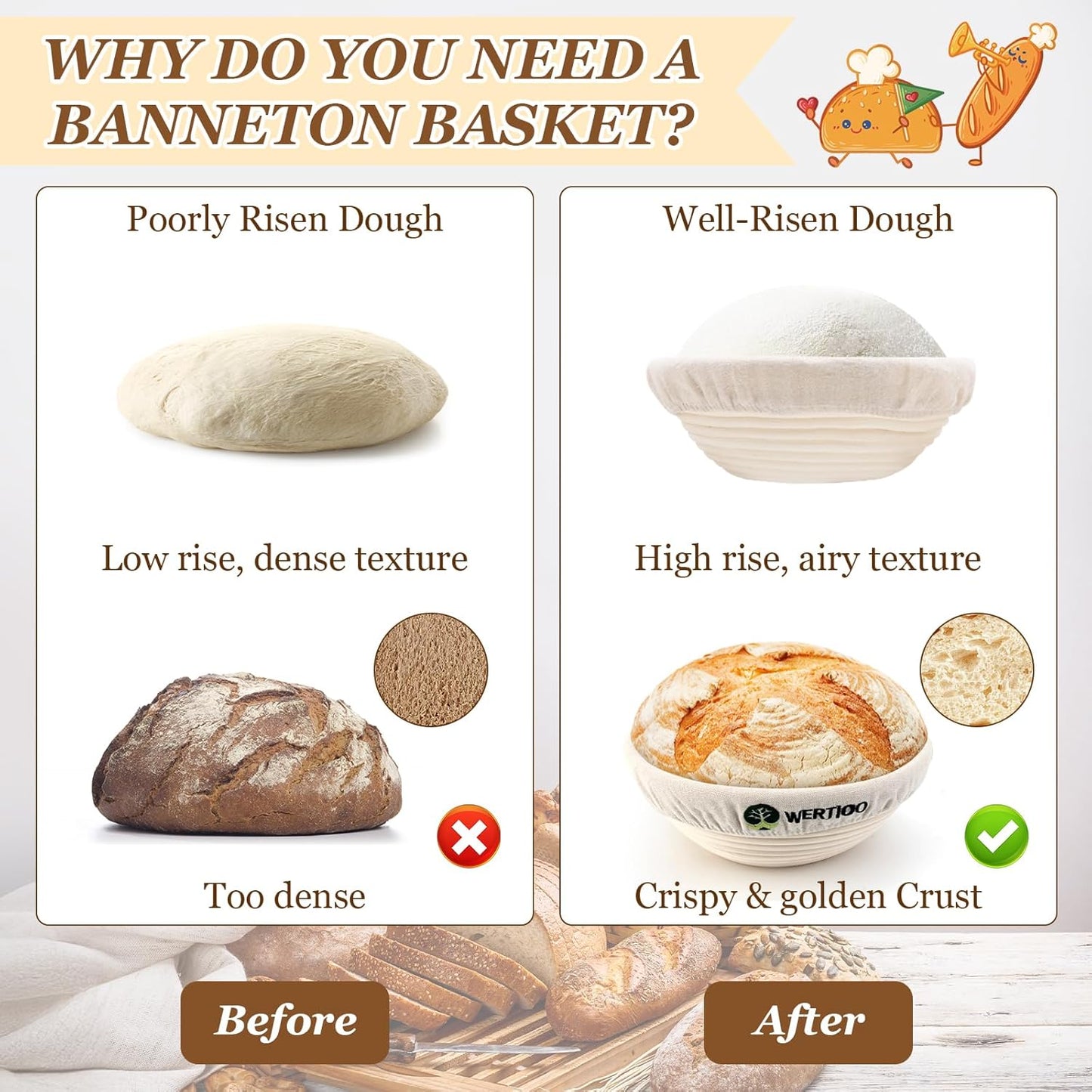 2 9 Inch 24 Oz Sourdough Bread Baking Supplies, Sourdough Starter Kit, Round Banneton Bread Proofing Basket with Glass