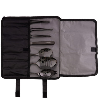 CREATIVECHEF 7 PCS Plating Tools Culinary Set Contains kitchen tweezers spatula Sauce plating spoon（Black）