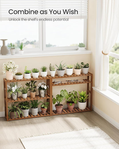 3-Tier 5.9 23.6 21.3 Inches, UBCB013K01 SONGMICS Bamboo Bathroom Shelf, Adjustable Plants Rack, Wall-Mounted or Stand