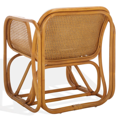 SAFAVIEH Couture Collection Brauner Tropical Coastal Natural Rattan Pole Accent Chair (Fully Assembled)
