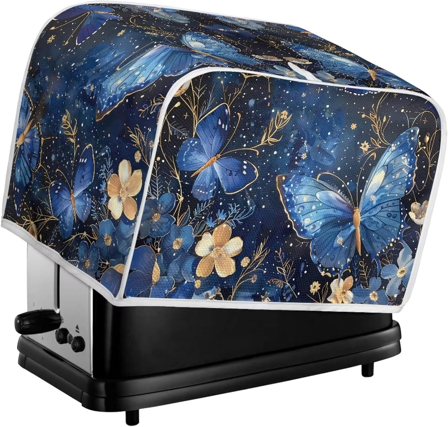 Butterfly Toaster Dust Cover 4 Slice, Washable Floral Anti-Sputtering Cover for Toasters and Bread Makers