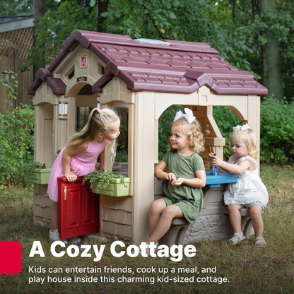 Step2 Charming Cottage Kids Playhouse, Indoor and Outdoor Clubhouse Playset, Interactive Sounds, Toddlers 2+ Years Old, Easy to Assemble
