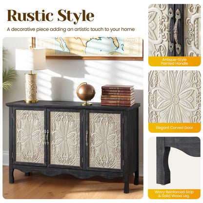 FansaFurn Buffet Sideboard with Storage Set of 2, 31'' Farmhouse Sideboard with Storage, Wooden Cabinet with Doors for Kitchen, Living Room, Black