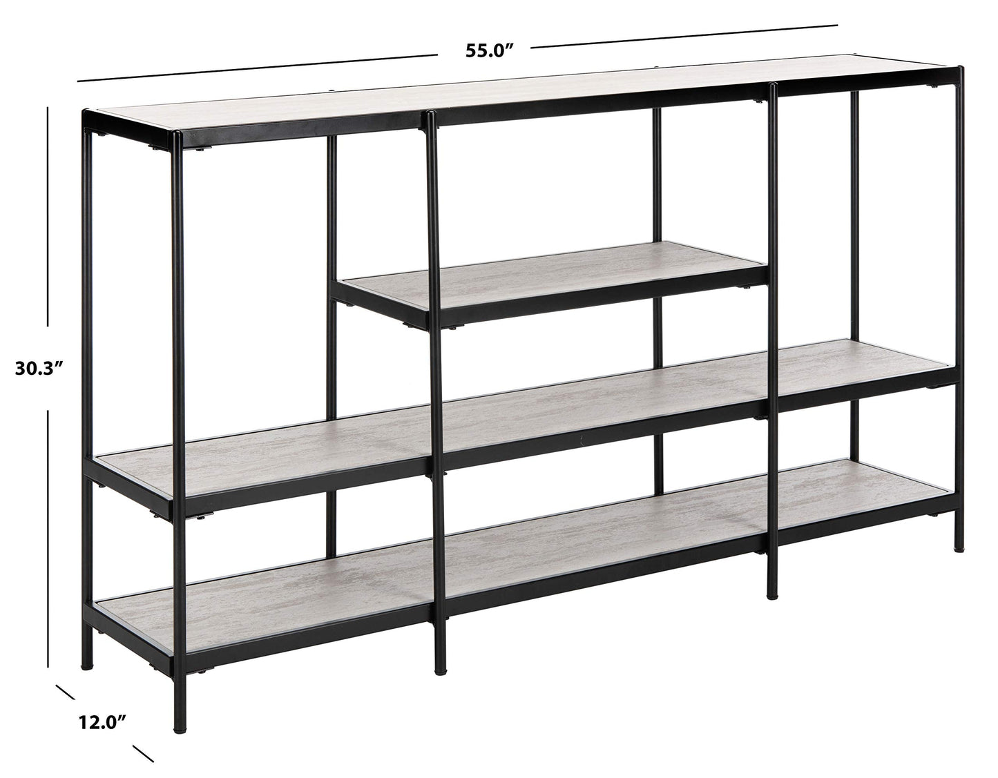 Safavieh Home Petra Beige and Matte Black 3-tier Console Table