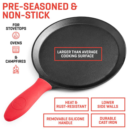 Uno Casa Tortilla Master Kit - Tortilla Press 8 Inch with 10.5 IN Comal Pan, 4 Taco Holders, and Tortilla Warmer - Complete Taco Tuesday Kit, Rotis, and Quesadillas - Unique Gift for Friends or Family