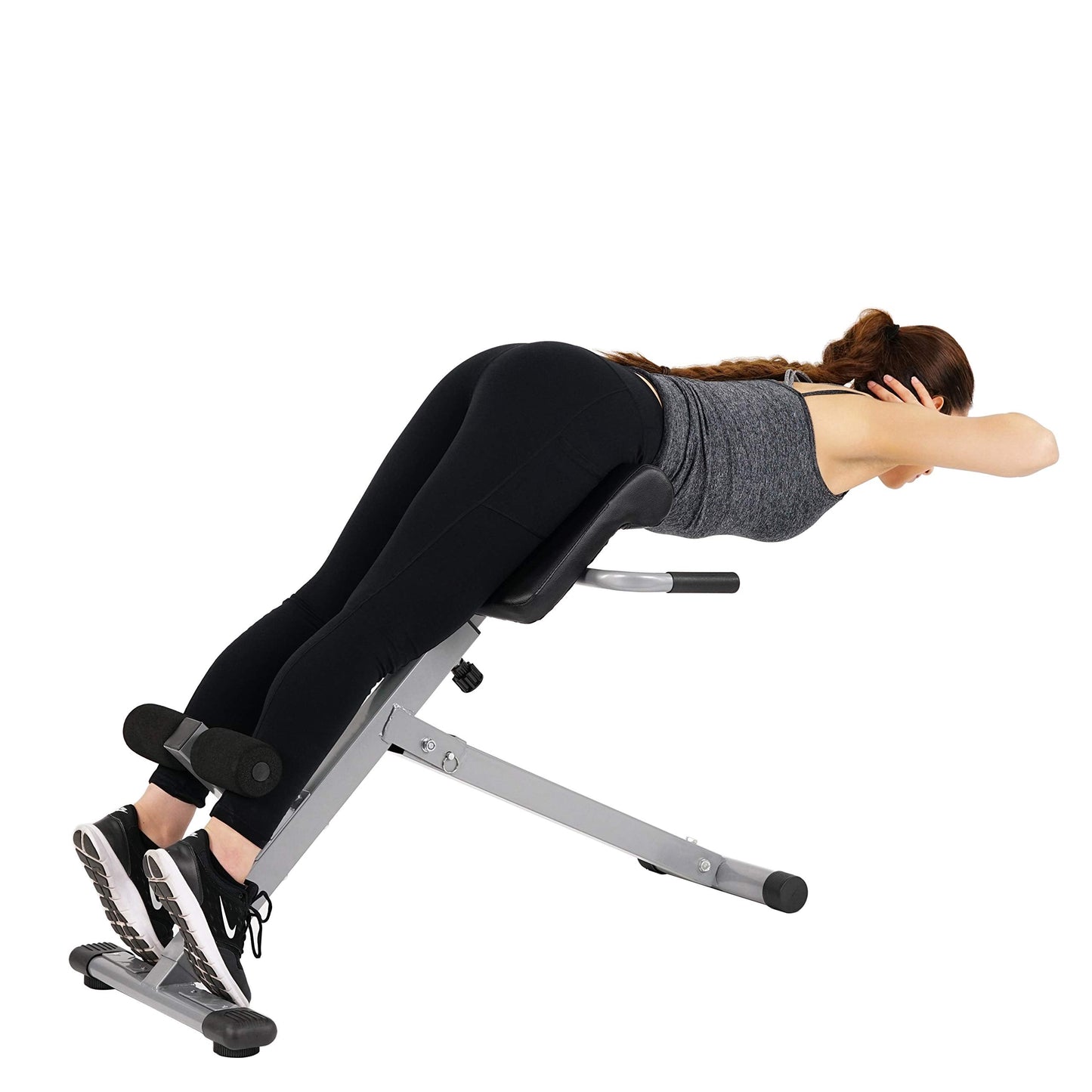 Sunny Health & Fitness Foldable Hyperextension Roman Chair w/Back Extension, Home Gym Sit Up Bench for Glute & Ab Workouts, Optional Adjustment Incline & Multi-Function Heavy-Duty Exercise Equipment