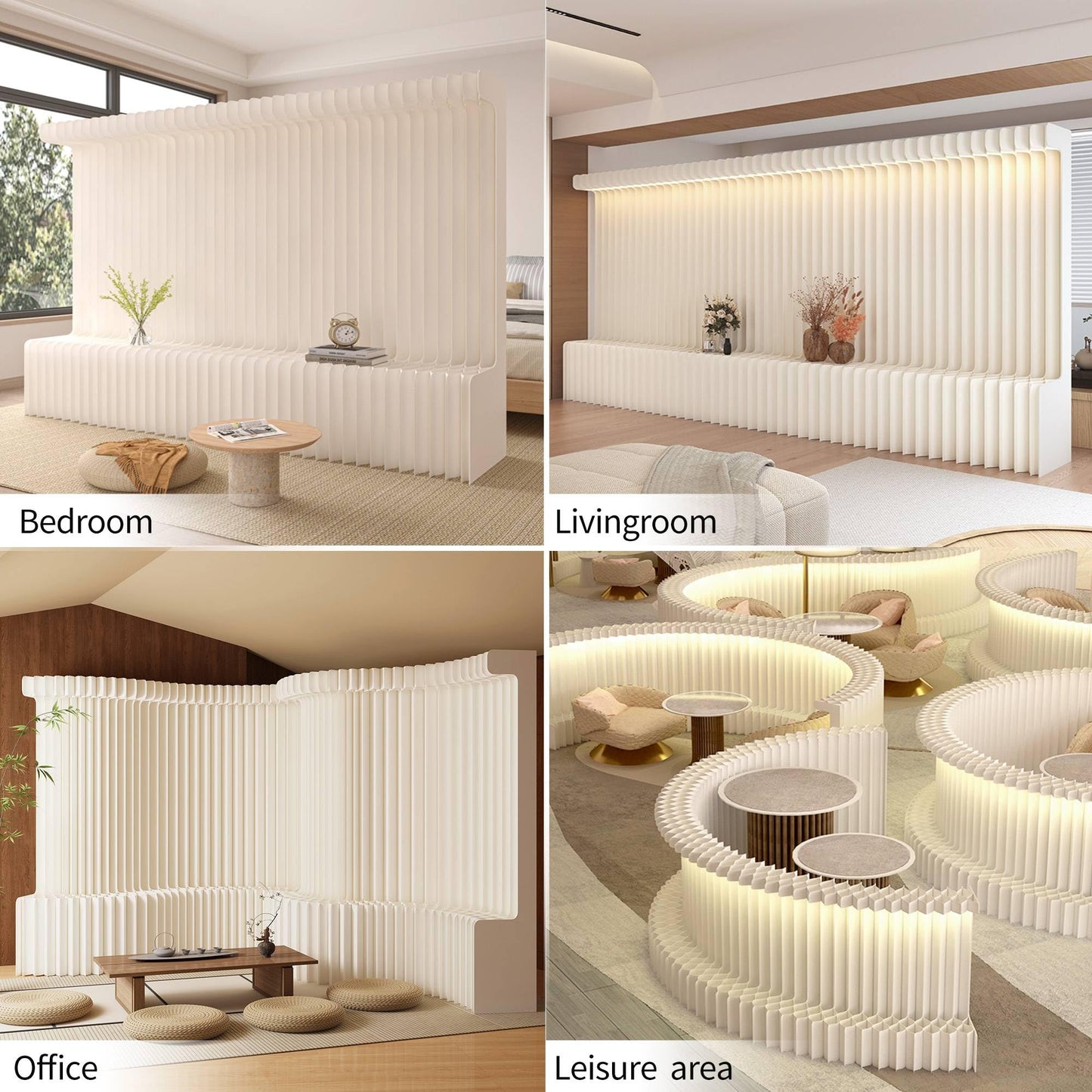 Paper Room Divider with Shelves Retractable Room Dividers Folding Privacy Screens Paper Partition Wall Divisor de Habitaciones for Home/Office/Clothing Store/Enterprise Office,Trade Show
