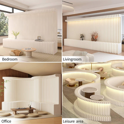 Paper Room Divider with Shelves Retractable Room Dividers Folding Privacy Screens Paper Partition Wall Divisor de Habitaciones for Home/Office/Clothing Store/Enterprise Office,Trade Show