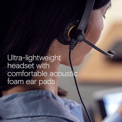 EPOS Sennheiser Consumer Audio SC 60 USB ML (504547) - Double-Sided Business Headset | For Skype for Business | with HD Sound, Noise-Cancelling Microphone, & USB Connector (Black)