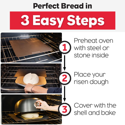 Brod & Taylor Ultralight Baking Shell for Sourdough Bread (Boule) – No Preheating Needed for Crispy Crust and Even Baking