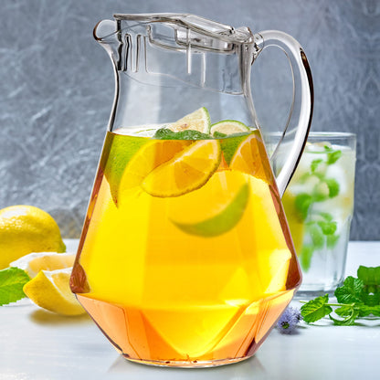 Amazing Abby - Sparkly - Plastic Pitcher (64 oz, 2 Quart), Clear Water Pitcher with Lid, Fridge Jug, BPA-Free, Shatter-Proof, Great for Iced Tea, Sangria, Lemonade, Juice, Milk, and More