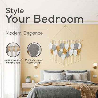 Generic 39 29.5 Large Macrame Wall Hanging Decor Handmade Cotton Cord Boho Room Decor for Bedroom, Nursery, Office W x