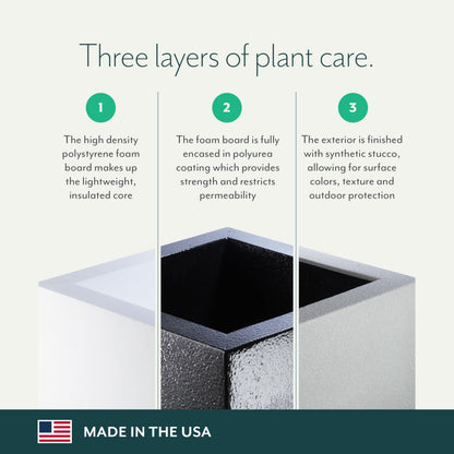 PolyStone Milan Rectangular Trough Planter – 46" x 17" x 19" – Large Lightweight Indoor/Outdoor Planter Box – Modern Stone-Look Resin – Durable All-Weather w/Drainage Holes – Made in USA – Slate Gray