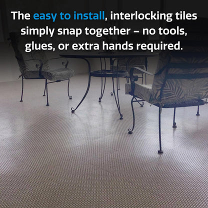 Big Floors DuraGrid Deck Tiles, Interlocking Outdoor Tiles for Patio, Self-Draining, UV-Resistant, Water-Resistant Modular Flooring, Easy Install, 40 Pack, Gray