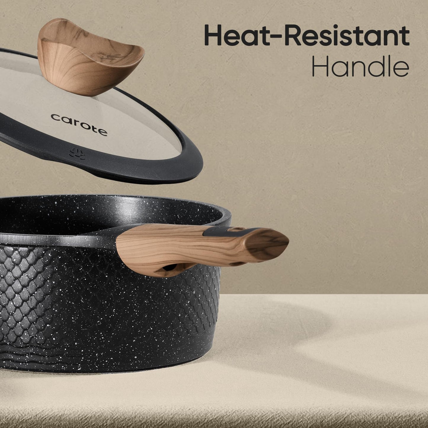 CAROTE 26PCS Pots and Pans Set Non Stick, Cookware Set Pots and Pans Induction Cook Ware, Nonstick Kitchen Cooking, PFOA Free, Black