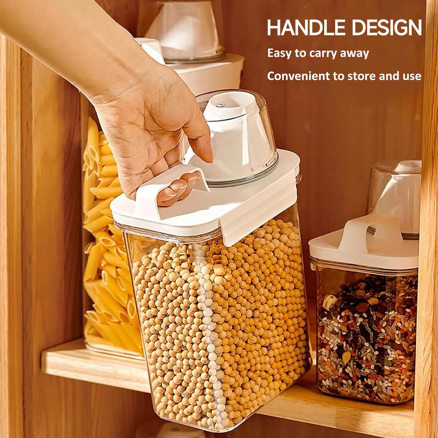 Cereal Storage Containers Sets,BPA Free with Pouring Spout Handle Airtight Food Storage Dispenser with lids For Rice Flour Pasta Grain, Pet Food Storage Container (37.2 oz + 77.7 oz (2 of Each))