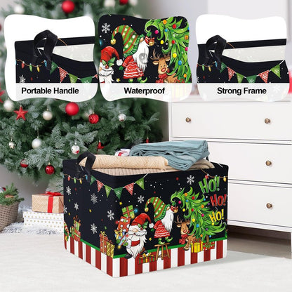 Clastyle Large Christmas Tree Gift Baby Basket Empty Snowman Snowflake Gnome Kid Toy Book Xmas Storage Collapsible Clothes Organizer Nursery Bin,Black,40*30*30 cm
