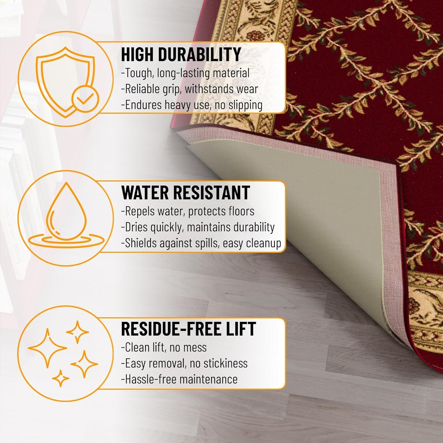 3' 9' 1/4 Inch Ottomanson x Non-Slip Rug Pad Gripper Thick Dual Surface Felt + Rubber Gripper - Safe for All Floors