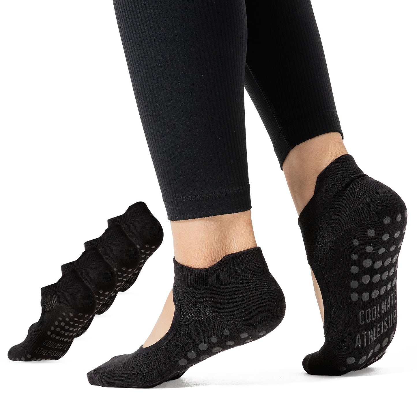 CoolMate Pilates Socks with Grips for Women, Yoga Socks, Crew Non Slip Women for Workout, Barre, Pilates Gifts
