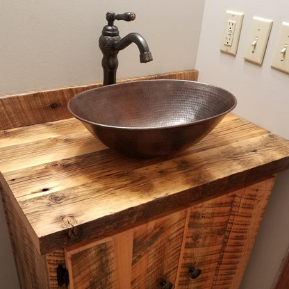 Simply Copper 17" Oval Hand Hammered Vessel Copper Vanity Bathroom Sink