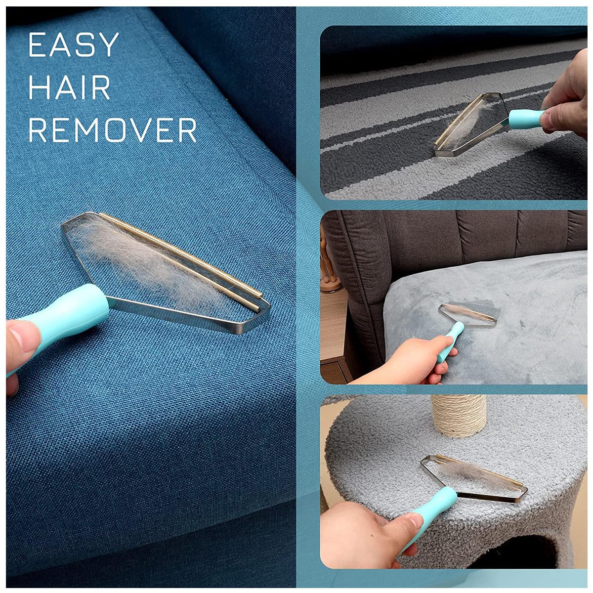 Pet Hair Remover ，Multi Fabric Edge and Carpet Rake Scraper by -Hair Remover for Rugs,Clothes，Couch & Pet Towers