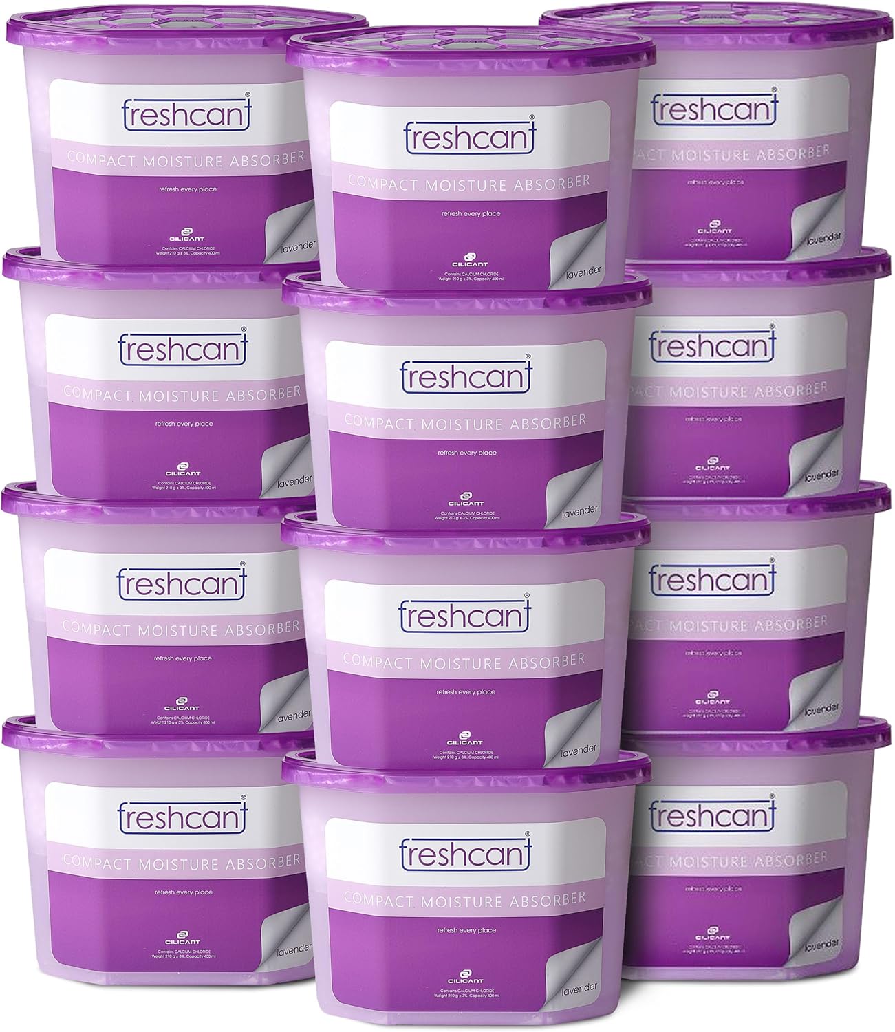 Moisture Absorber Bundle, Lavender Scent, Odor Absorber for Home, Rooms, Basement, Pack of 12