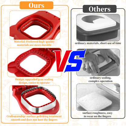Uncrustable Sandwich Cutter, 2Pcs Uncrustable Sandwich Maker for Lunch,Square Gray and Round Red Crustless Breakfast Sandwich Cutter and Sealer Set,Great for Lunchbox