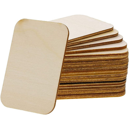 Bright Creations 60 Pack Unfinished Wood Cutouts for Crafts, Rectangle Wooden Slices for DIY Projects (2 x 3 in) - Wood Pieces for Crafts