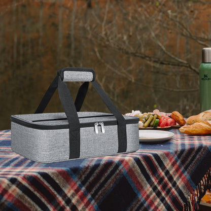 esouler Insulated Casserole Carrier Bag Hot & Cold Food Carrier Bag Lasagna Holder Lunch Bag for Picnics, Parties, Travel, Fits 9 x 13 Inches Casserole Dish-Grey